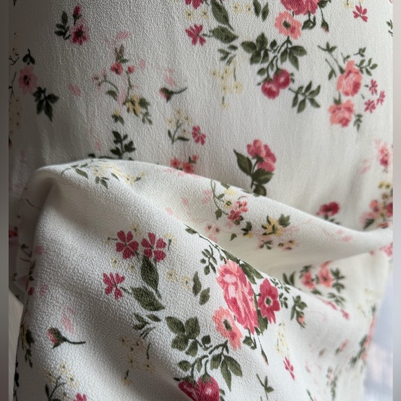 Reformation White Dress with Pink and Green Floral Accents - Picture 2 of 5